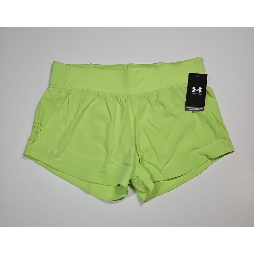 Under Armour Womens Green Speedpocket Lined Athletic Running Shorts Medium NWT